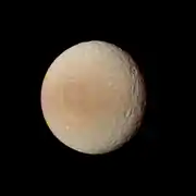 Cratered surface of Tethys at 594,000 km