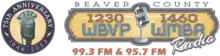 Beaver County 1230 WBVP, 1460 WMBA Radio, 99.3 FM & 95.7 FM with a microphone in the middle