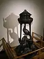 Japanese Incense Burner, Signed 'Dai Nippon, Koko Sei', Patinated bronze inlaid with gilt bronze and other soft metal alloys c.1877