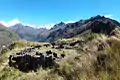 Huacramarca with the Cordillera Blanca and the mountains Hualcán and Contrahierbas in the background