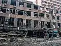 Damaged buildings in Mariupol, 12 March 2022