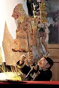 Wayang kulit and wayang golek dalang (puppeteer), Ki Entus Susmono.