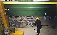 Changing the wheels from Mongolian to Chinese gauge at the border