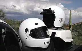 Full face and open face motorcycle helmets