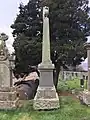 A tall tombstone in Balmerino cemetery for William Ballingall, the first headmaster at the Gauldry school.