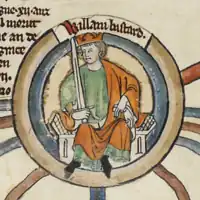 William the Conqueror depicted at the Battle of Hastings, on the Bayeux Tapestry