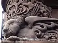 The Crouching, Winged Lioness, stone, sculpted by Sergio Rossetti Morosini, on the Façade of the NYC Landmark Brockholst Building