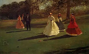 Winslow Homer, Croquet Players, 1865 Image:Jean Metzinger, 1912, Danseuse au café, Dancer in a café, oil on canvas, 146.1 x 114.3 cm, Albright-Knox Art Gallery, Buffalo, New York.jpg