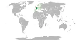 Location of&nbsp;France&nbsp;(dark green)–&nbsp;in Europe&nbsp;(green &&nbsp;dark grey)–&nbsp;in the European Union&nbsp;(green)