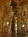 Yali pillars at the Ranganatha temple in Chikkaballapur district, Karnataka state, India