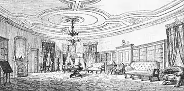 The Yellow Oval Room about 1868 used as President Andrew Johnson's private office.