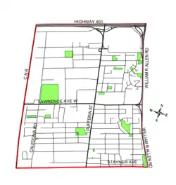 Map of Yorkdale-Glen Park (City of Toronto)