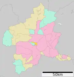 Location of Yoshioka in Gunma Prefecture