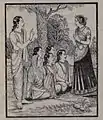 Yudhishthira explaining the rules of marriage to Hiḍimbī