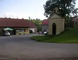 Centre of Zájezd with a chapel