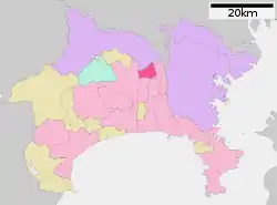 Location of Zama in Kanagawa Prefecture