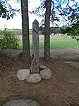 Rodnover idol at a park in Kovářov, South Bohemian Region.
