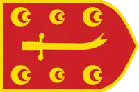 Zulfikar flag typically in use during the 16th and 17th centuries. The design is a rough approximation of the Zulfikar flag used by Selim I in the 1510s.