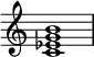 
{
\override Score.TimeSignature #'stencil = ##f
\relative c' {
   \clef treble
   \time 4/4
   \key c \major
   <c es g b>1
} }
