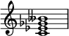 
{
\override Score.TimeSignature #'stencil = ##f
\relative c' {
   \clef treble 
   \time 4/4
   \key c \major
   <c es ges beses>1
} }
