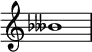  {
\override Score.TimeSignature #'stencil = ##f
\relative c'' {
  \clef treble \time 1/1 \hide Staff.TimeSignature \override Accidental.stencil = #ly:text-interface::print \once \override Accidental.text = \markup { \concat { \flat \doubleflat}}beses1
} }
