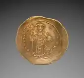 Byzantine scyphate; 1059–1067; diameter: 25&nbsp;mm (0.98&nbsp;in); Cleveland Museum of Art (Cleveland, Ohio, USA)