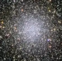 Thousands of white-ish dots scattered on a black background, strongly concentrated towards the center