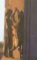 Carving of the Battle of Shahria and Lion on the wall of a gate.