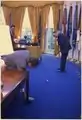 President Richard M. Nixon and Bob Hope play golf in the Oval Office, a tradition harking back to the tenure of Lyndon B. Johnson