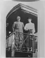 Franklin Roosevelt and his wife Eleanor on a whistle stop tour for his 1932 United States presidential campaign