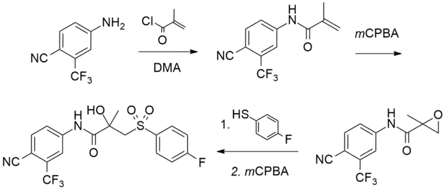 Bicalutamide chemical synthesis diagram