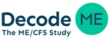 Logo saying DecodeME: The ME/CFS Study, with ME in a green circle