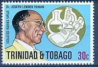 Commemorative stamp for Dr. Joseph Lennox Pawan, who isolated the rabies virus