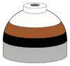 Illustration of cylinder shoulder painted in brown, black and white bands for a mixture of helium, nitrogen and oxygen