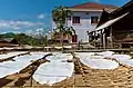 Dough drying for rice noodles in a Hmong village near Phonsavan