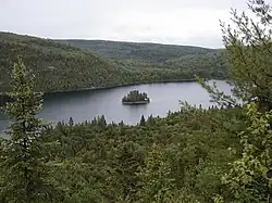 A tiny island in a river