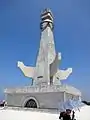 Monument and lighthouse of Nampho Dam on the roof of the visitor center