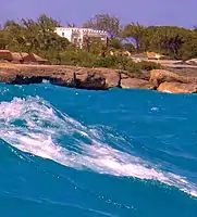 Sam Lords Castle seen by a diver above Cobblers Reef.