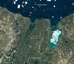 A satellite view of the park and nearby islands
